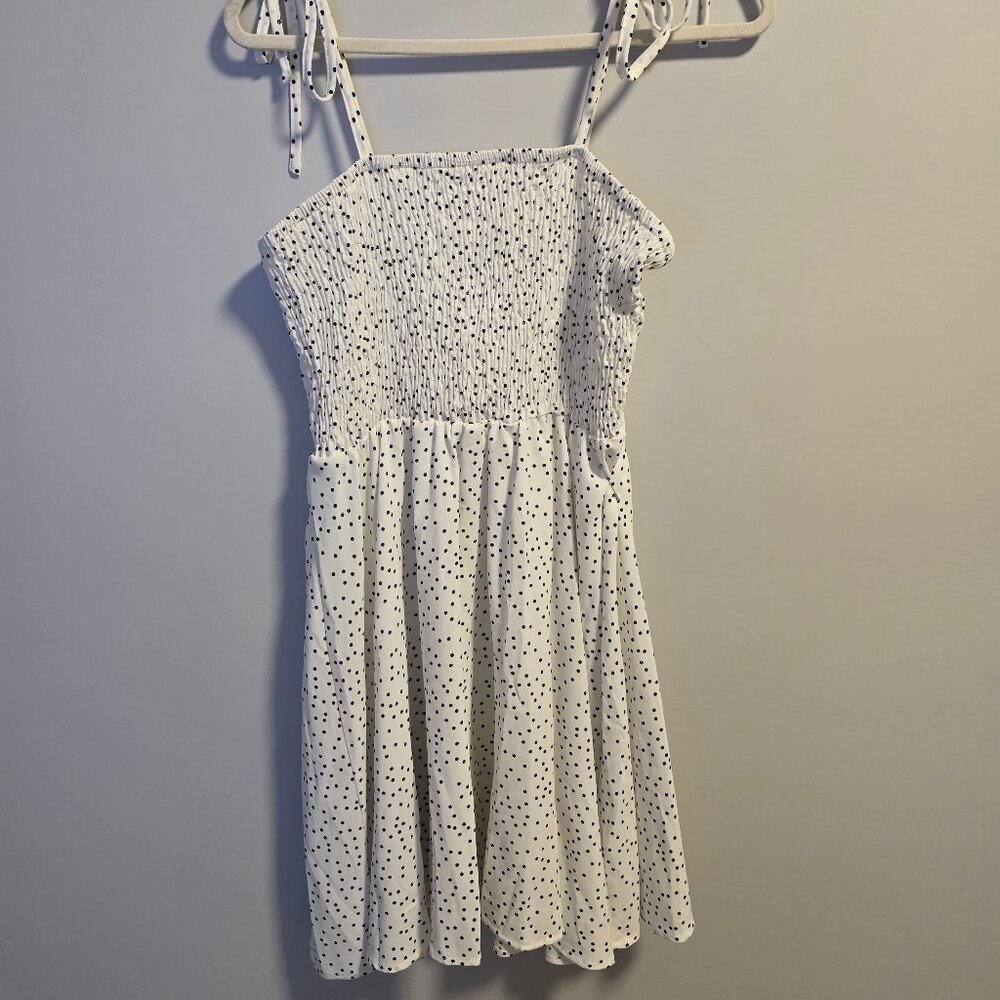 SHEIN Polka Dots White & Black Dress